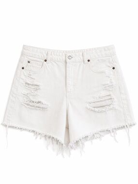 American Eagle White Distressed Mom Denim Shorts – Size 16 GUC *Flaw